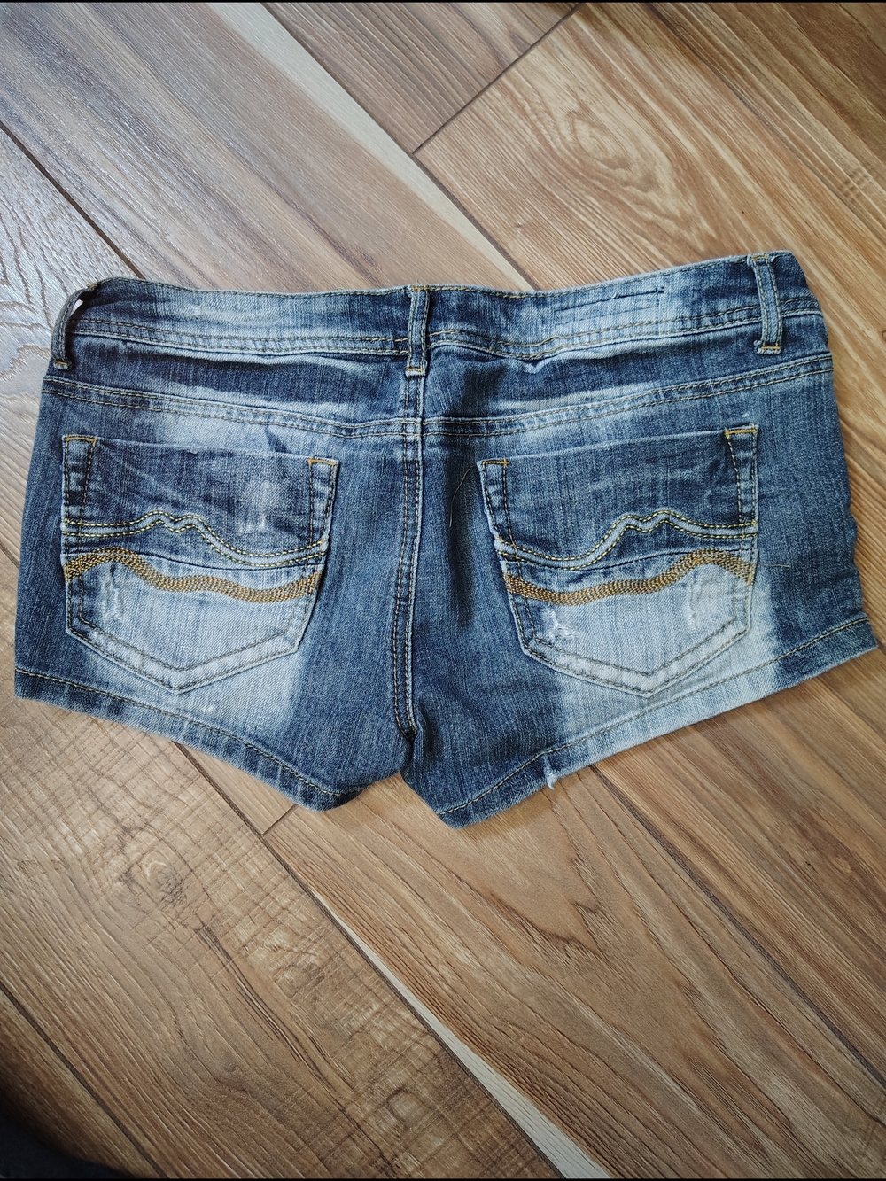 Hot Kiss Distressed Denim Jean Shorts with Patchwork - Picture 2 of 5